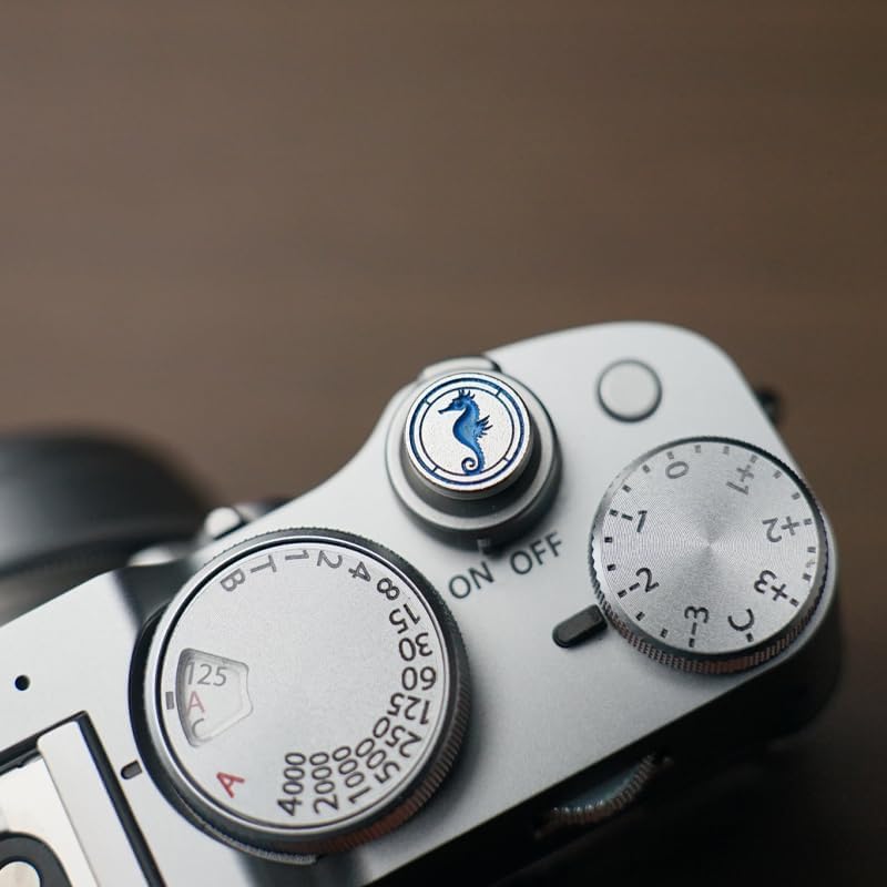 DBZZ Hippocampus japonicus Soft Release Button - Red - fits Any Standard Threaded Release - Fujifilm X100V, X100F, X100T, Xpro3 & Xpro2, X-T3, X-T2, X-E3, X-E2s, X-E2, X-T30, X-T20 (Silvery) - Image 3